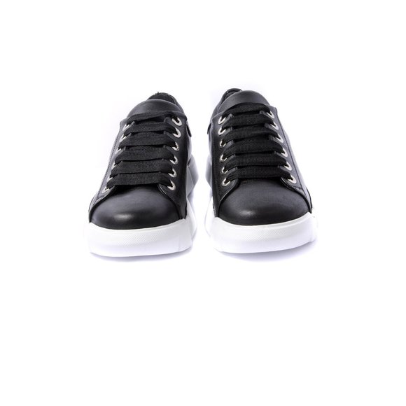 Elena Lachi Black Lace up Leather Sneaker - Picture 2 of 5